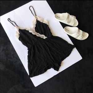 Black Romper With Lace